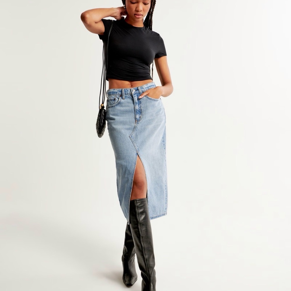 Abercrombie & Fitch Denim Midi Skirt